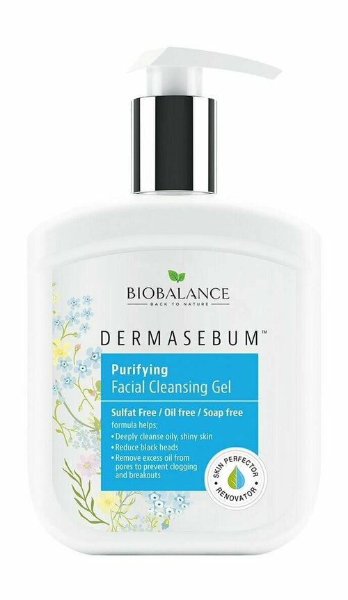 Очищающий гель для жирной кожи лица с цинком и AHA кислотами Biobalance Dermasebum Purifying Facial Cleansing Gel