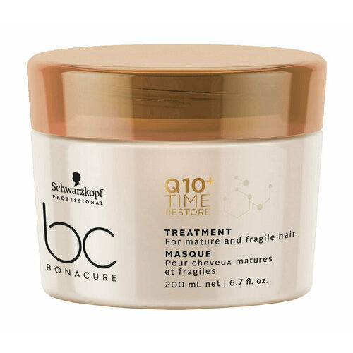 Смягчающая маска для возрастных ослабленных волос Schwarzkopf Professional Bonacure Q10 Time Restore Treatment маска для волос schwarzkopf professional bonacure clean performance time restore clay treatment q10 маска глина для зрелых и длинных волос 500 мл