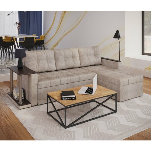 Угловой диван Атланта DE Factory 140х200 рогожка Дакота беж ППУ Дельфин 22990₽