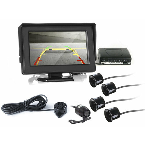 Беспроводной комплект парктроников MasterPark X-602-4-W четырьмя датчиками и монитором 43 дюйма Камера заднего вида 1033400₽