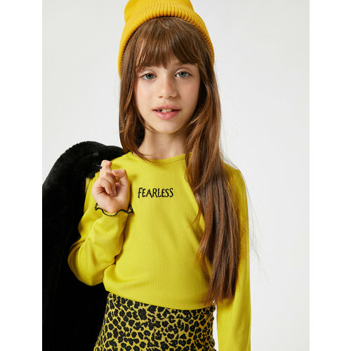 фото Лонгслив koton, размер 7-8 лет, зеленый