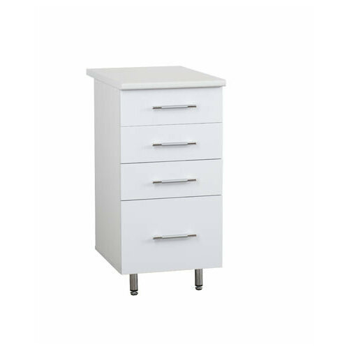 Рабочий стол 40 белый металлик (4ящика) фасад МДФ , столешница цвет (сахара)