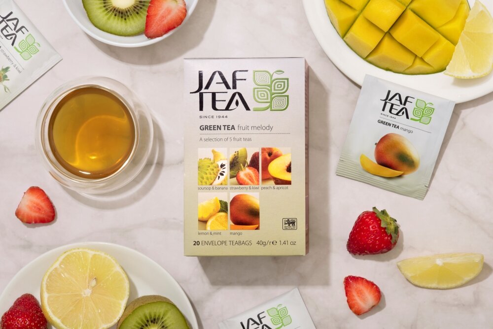 Чай зелёный JAF TEA Green Fruit Melody 20 пакетиков в конвертиках, Ассорти 5 видов