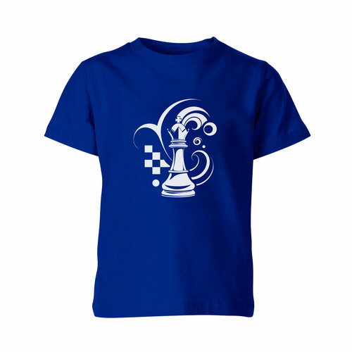 Детская футболка «Абстракция. Шахматный король. Игра в шахматы» (116, синий)