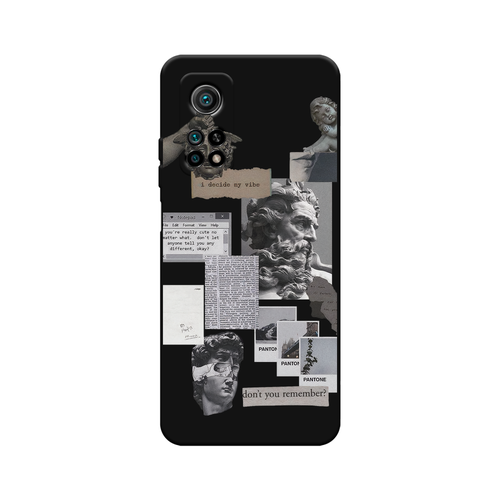 Матовый силиконовый чехол на Xiaomi Mi 10T / Сяоми Ми 10Т Коллаж греческие скульптуры, черный силиконовый чехол коллаж греческие скульптуры на xiaomi mi 6 сяоми ми 6