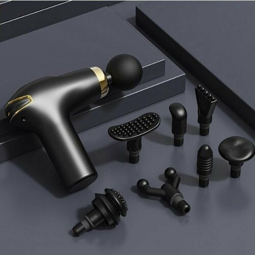 Массажер перкуссионный электрический для тела шеи плеч спины рук и ног 8 насадок 2299₽