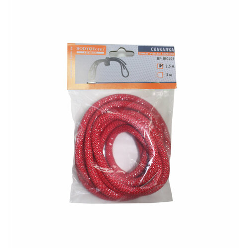 фото Скакалка гимнастическая с люрексом bf-sk03 (bf-jrgl01) 2.5м, 150гр. (красный)
