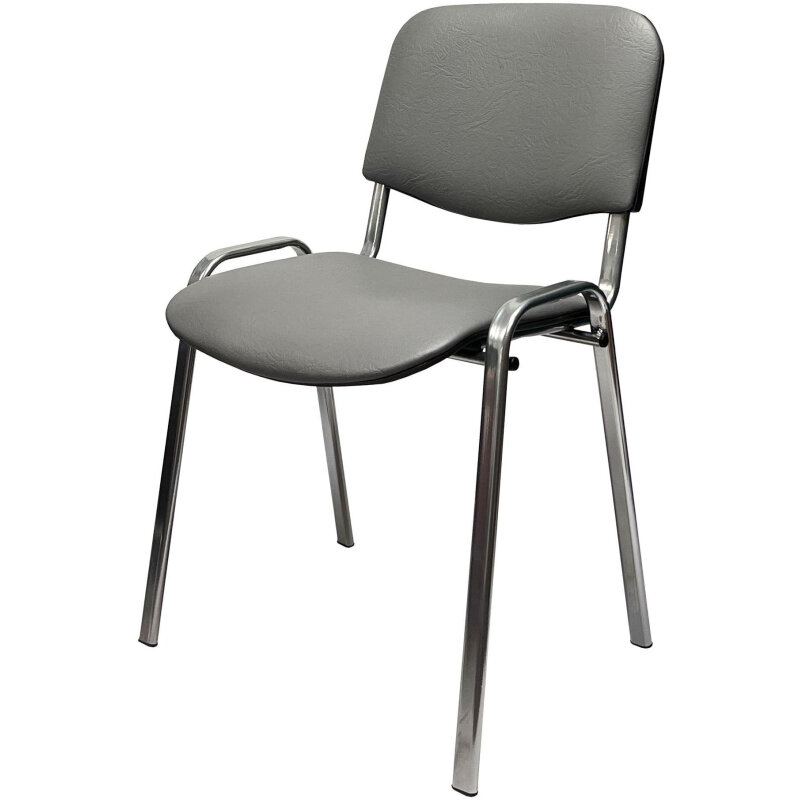 фото Стул КО_EChair Rio(изо) искожа серая мат. тисненная 503, каркас под хром