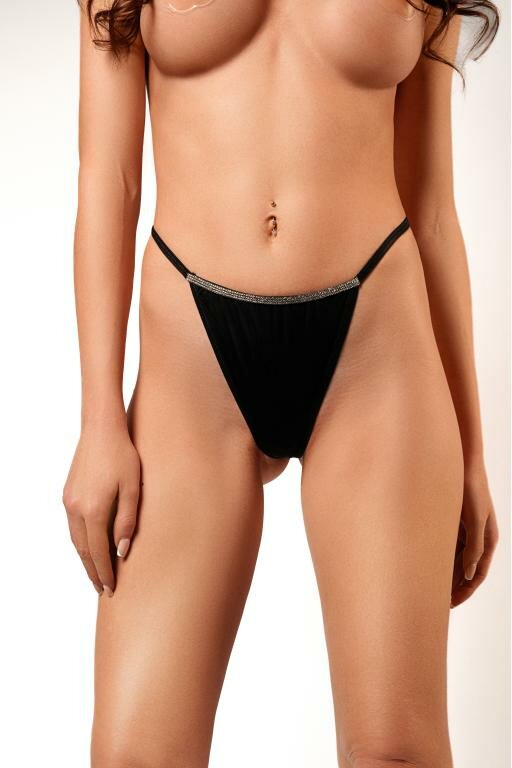 Трусы-стринги Amor El, женские, размер M, атласные, с кристаллами