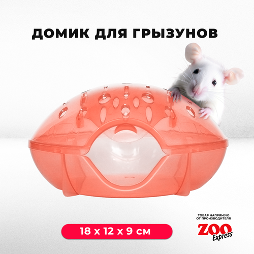 домик переноска zooexpress для грызунов хомяков крыс и мышей 18х12х9 см с дверцей голубой Домик-переноска ZOOexpress для грызунов, хомяков, крыс и мышей, 18х12х9 см, с дверцей, оранжевый