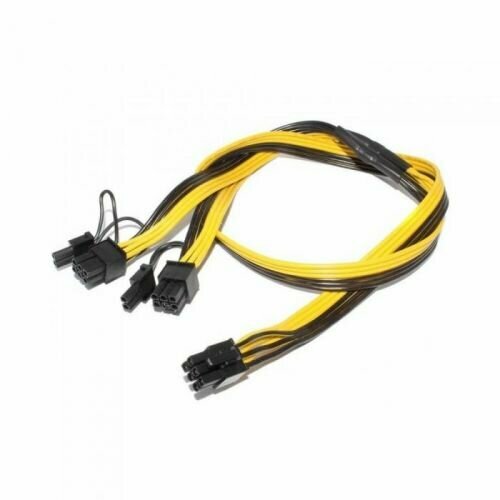 Кабель No name 6pin-2 x 6+2pin 6 pin to 2 x 6+2 pin GPU power adapter splitter cable 1 to 5 4 pin tx4 pwm cpu cooling fan braided power cable hub splitter adapter