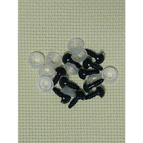 Глазки для игрушек, глаза винтовые с заглушками, диаметр 8мм, длина 12 мм. Зеленые 10 штук, 5 пар.