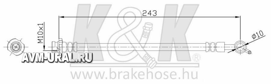 K&K FT0862 Шланг тормозной NISSAN X-TRAIL (T31) 2007- задний правый \ FT0862 K&K