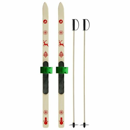Комплект лыжный подростковый: лыжи 100 см, палки 80 см, цвета микс, "Hidde", материал дерево