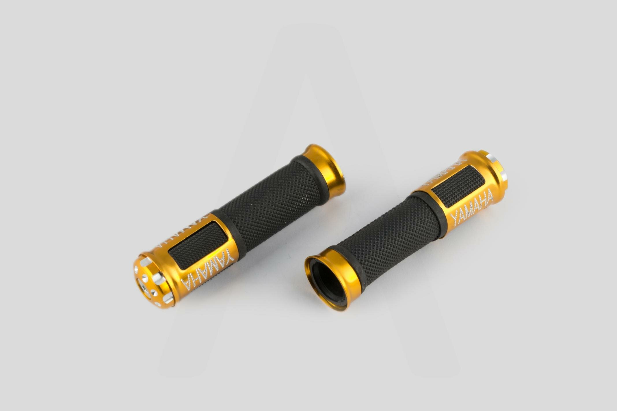 Ручки руля с алюминиевым отбойником (желтые) (mod: Yamaha) "GJCT"