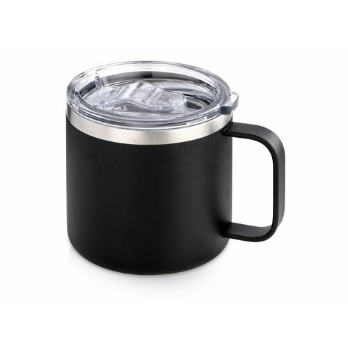 Кружка стальная Alaska с крышкой слайдером powder coating черный 2354₽