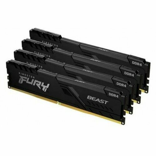 Память оперативная Kingston 64GB 2666MHz DDR4 CL16 DIMM Kit of 4 1Gx8 FURY Beast Black 2160600₽