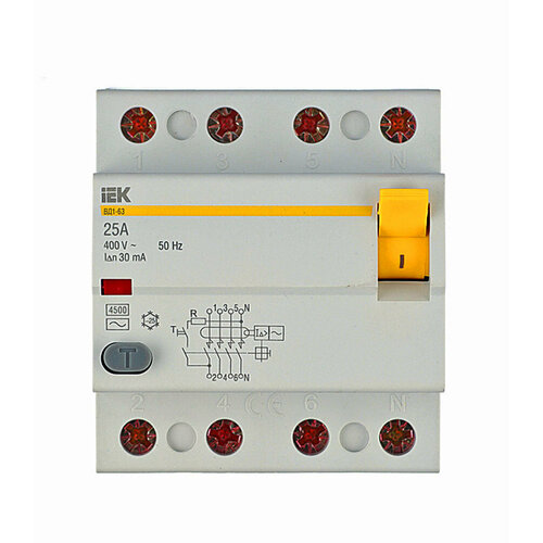 УЗО IEK ВД1-63 (MDV10-4-025-030) 25А 30 мА 4P тип AC 4,5 кА