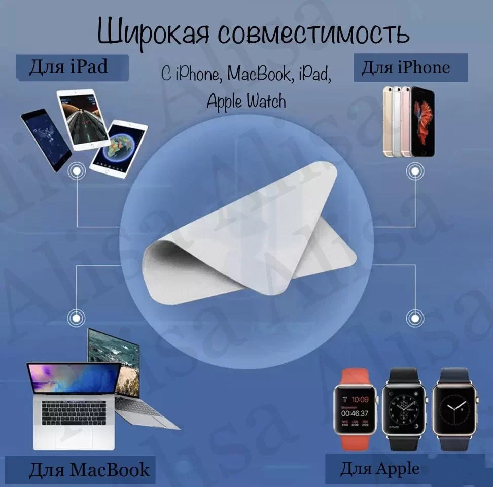 Чистящая салфетка Polishing Cloth для дисплея Apple Iphone MacBook Apple Watc iMac подходит для мониторов других марок