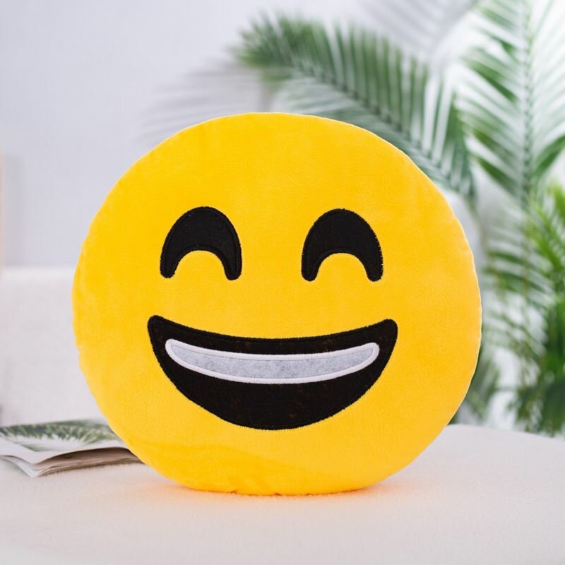 Декоративная подушка Смайлик Эмоджи Emoji Крайне открытая радость, смех, 28 см