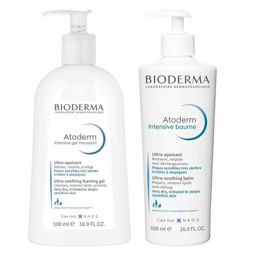 Bioderma Набор Atoderm Intensive бальзам 500 мл очищающий гель 500 мл 3585₽