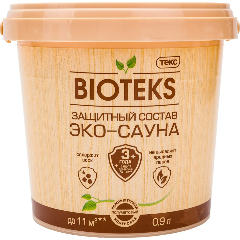 Текс Защитный Cостав Эко-Сауна BIOTEKS AD п/мат 0,9л 700010650