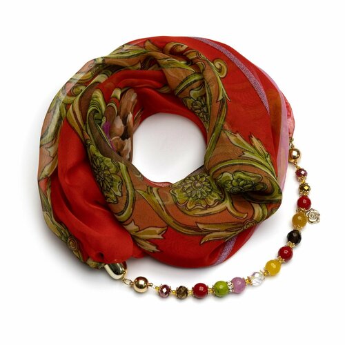 фото Платок foxtrot,80х80 см, красный, зеленый