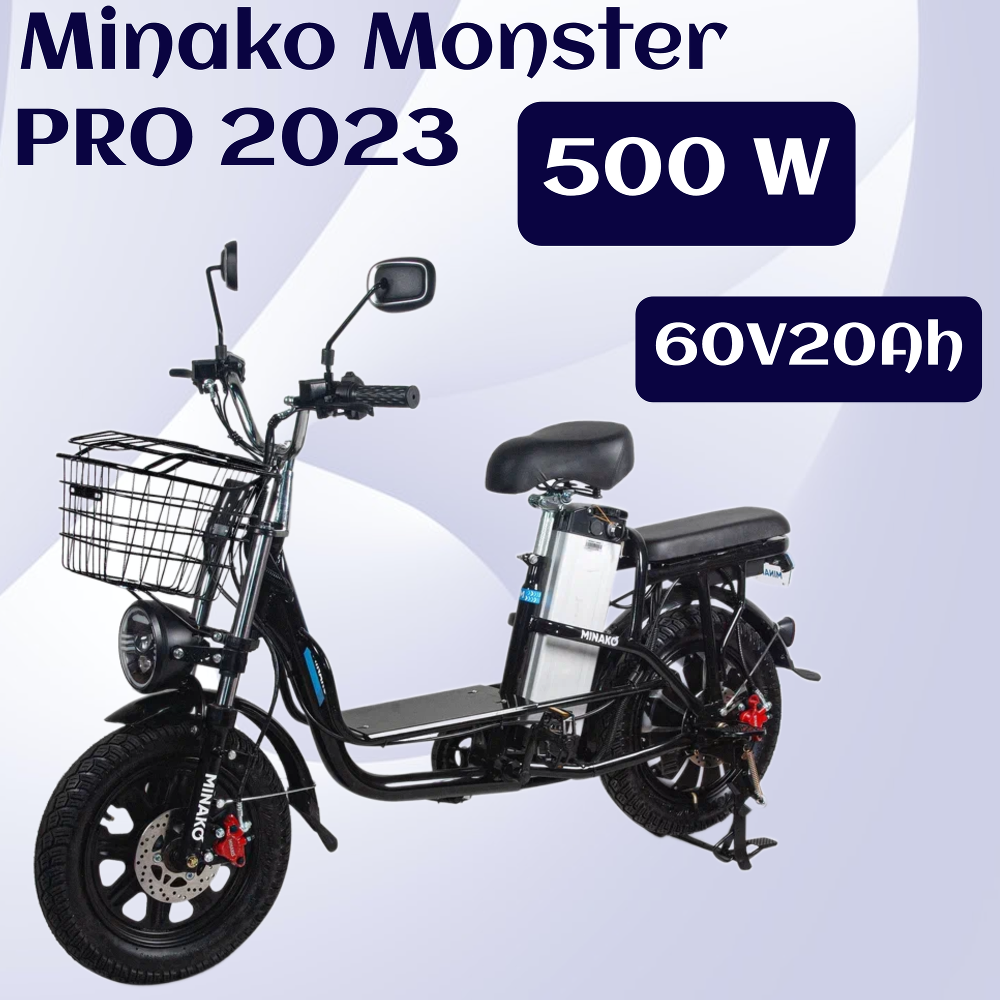 Электровелосипед Minako Monster (Монстр) Black 500W 60V/20Ah 2023 Гидравлический