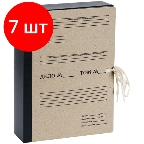 Комплект 7 шт, Папка архивная OfficeSpace, переплетный картон/бумвинил, с 4 завязками, ширина корешка 80мм комплект 4 шт папка архивная officespace переплетный картон бумвинил с 4 завязками ширина корешка 80мм