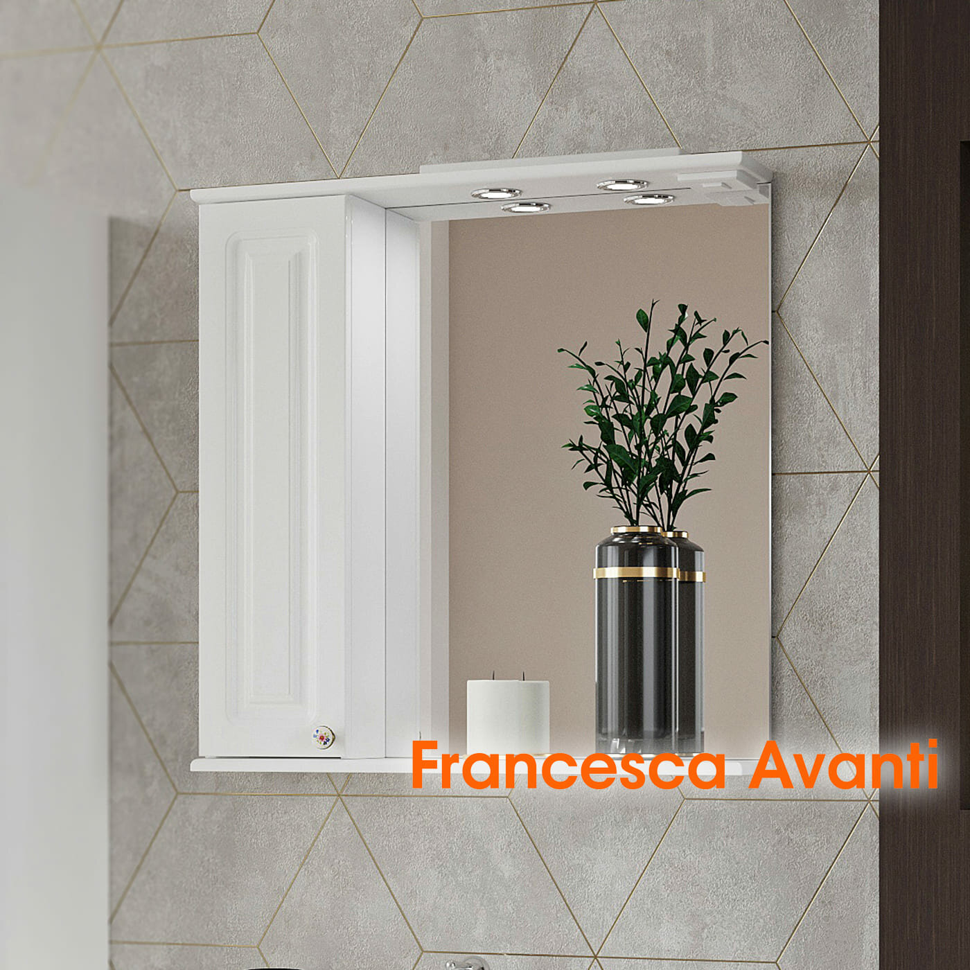 Шкаф-зеркало Francesca Avanti Империя 65 левый белый