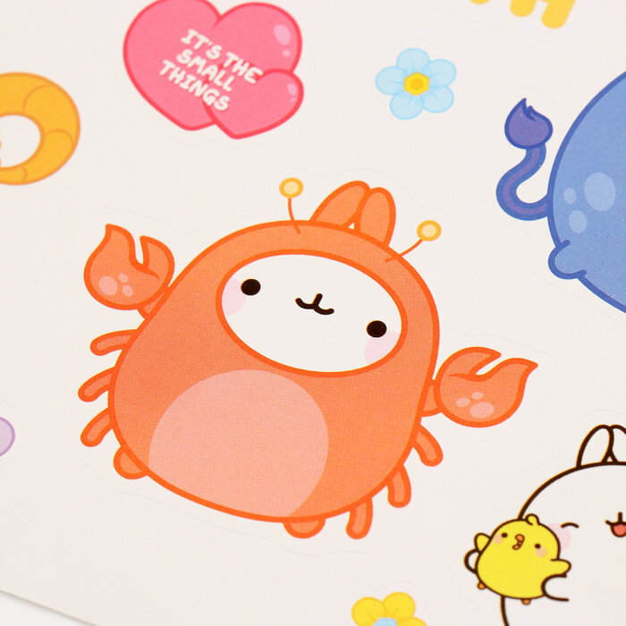 Molang. Милые наклейки и татушки. Голубой ОРИГАМИ - фото №4