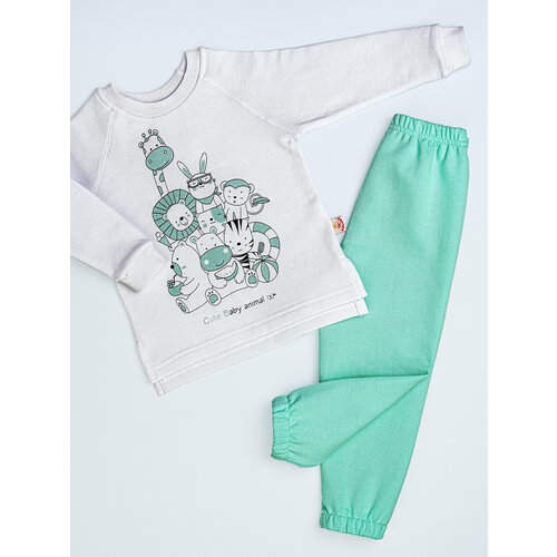 кофта детская звезда футер Пижама Маленький принц, размер 104, белый, зеленый