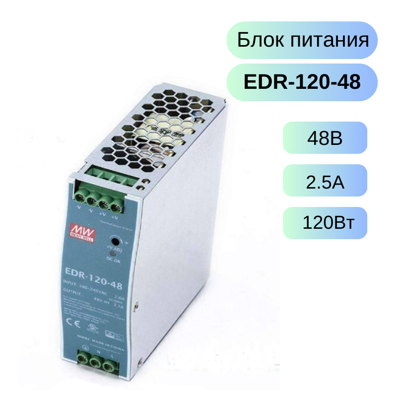 EDR-120-48 MEAN WELL Источник питания 48В 2.5А 120Вт