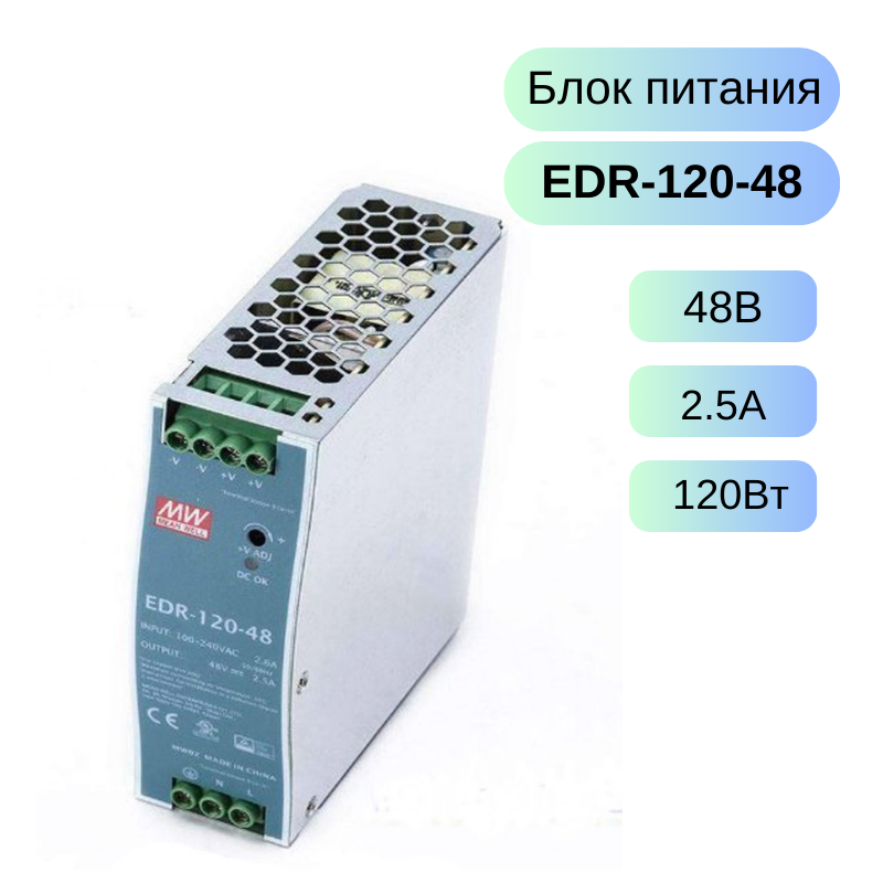 EDR-120-48 MEAN WELL Источник питания, 48В, 2.5А, 120Вт