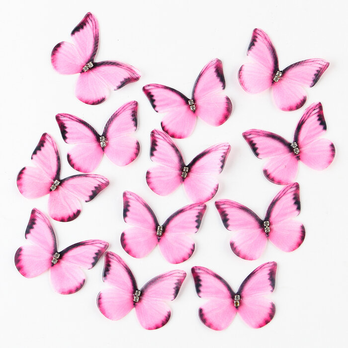 Декор для творчества «Бабочка» двухслойный набор 12 шт размер 1 шт. — 5 × 4 см цвет розовый