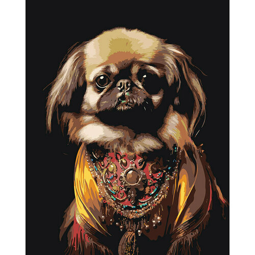 Картина по номерам Собака Пекинес с украшениями 40x50