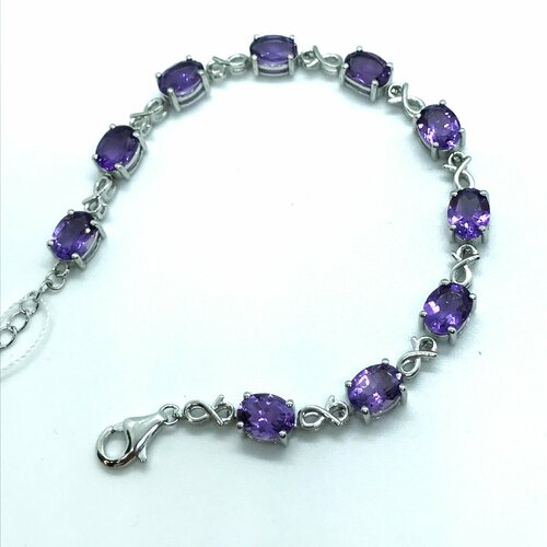 Браслет, серебро, 925 проба, аметист