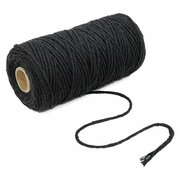 Шпагат хлопковый Kraftcom, 2мм х 50м (1шт), цвет - черный / шпагат для вязания, веревка для плетения ковриков ковриков корзин сумок панно, шнур для макраме