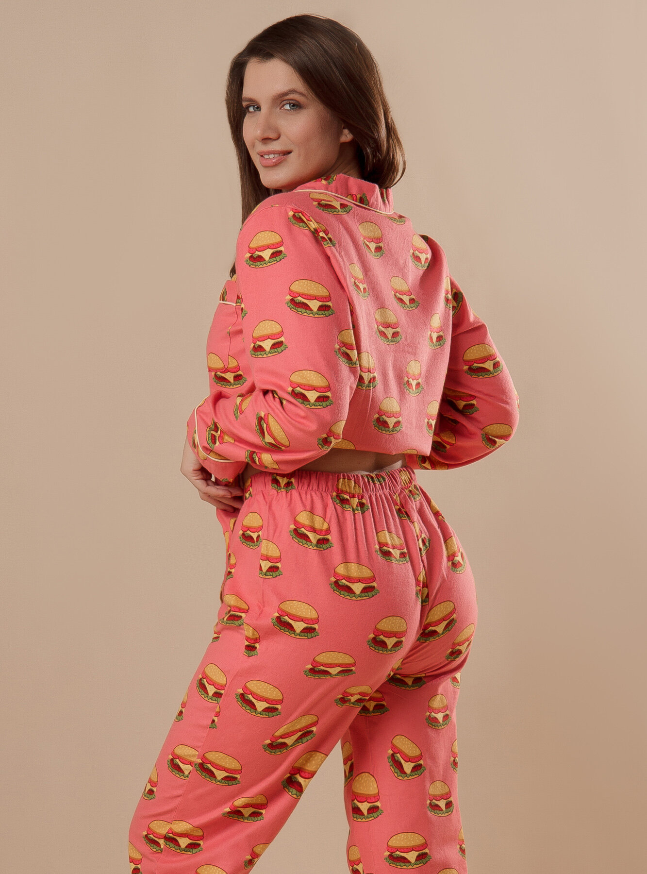 Теплая женская пижама из хлопка / INDEFINI / 2134TCCXL - фотография № 3