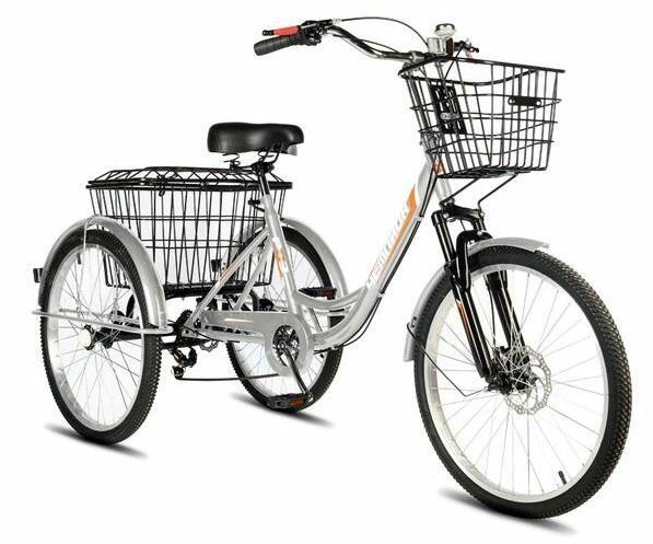 Трехколесный велосипед для взрослых Чемпион 24" Серебристый