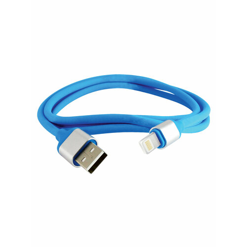 Дата-кабель, ДК 18, USB - Lightning, 1 м, силиконовая оплетка, голубой, TDM кабель в силиконовой оплетке tdm electric дк 18 usb lightning 1 м голубой