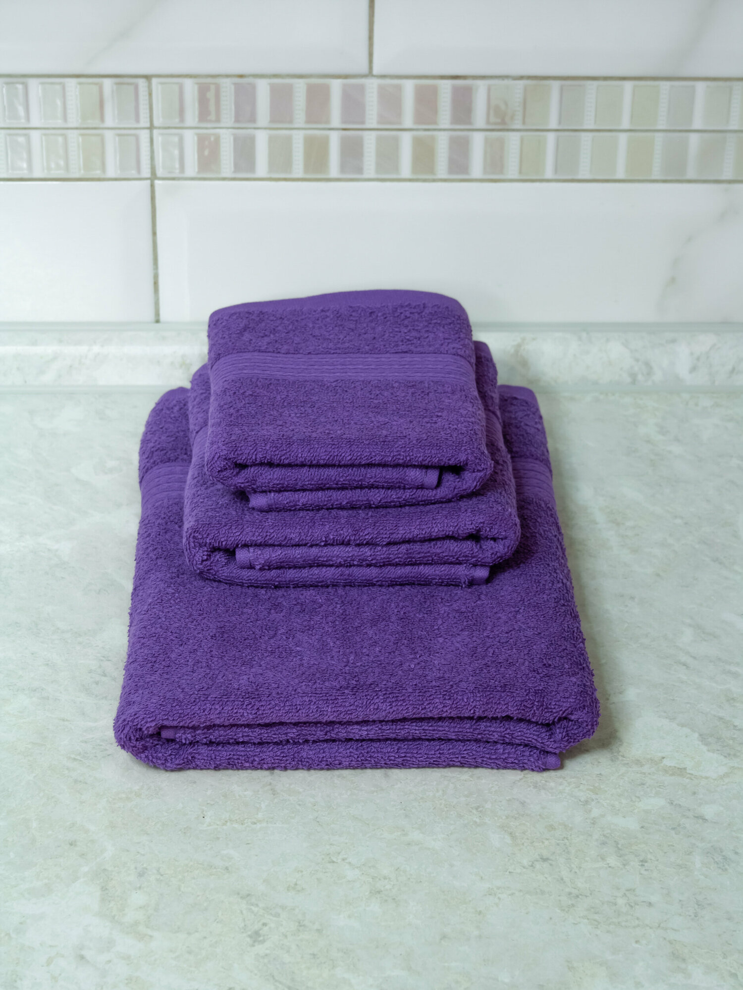 Полотенце махровое набор 3 шт Фиолетовый - фотография № 1