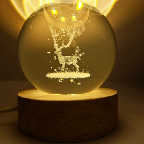 Ночник Стеклянный шар Олень3D 1050₽