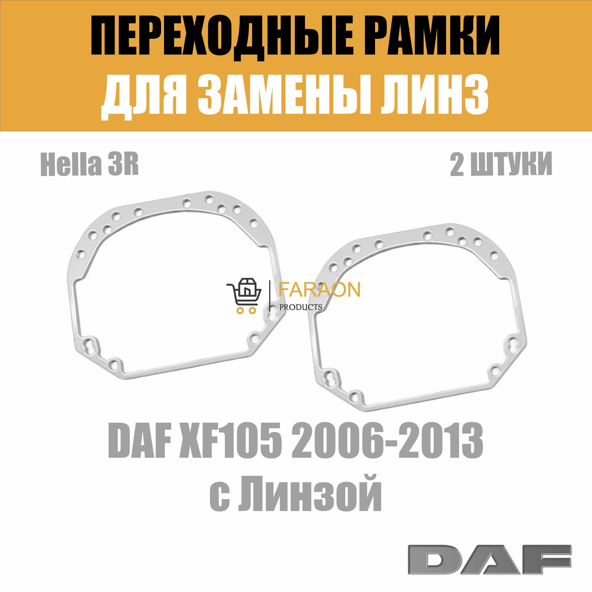 Переходные рамки для линз №1 DAF XF105 2006-2013 с Линзой с креплением Hella 3R