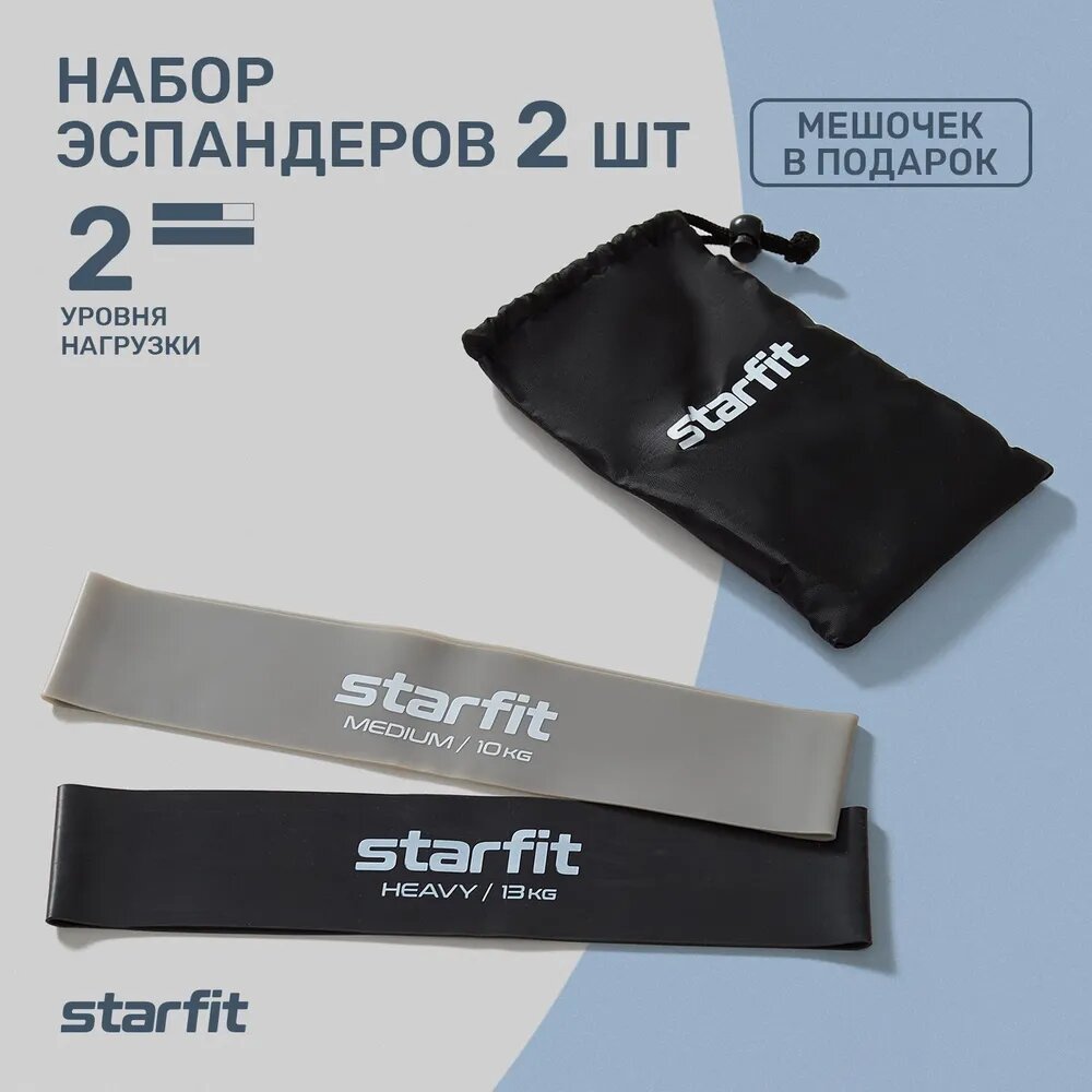 Мини-эспандеры STARFIT ES-206, черный/серый, 2 шт.