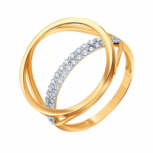 фото Кольцо diamant online, золото, 585 проба, фианит, размер 18, прозрачный