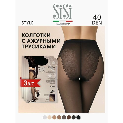 Колготки Sisi, 40 den, 3 шт., размер 4, черный колготки женские sisi style 40 den размер 2 цвет naturelle