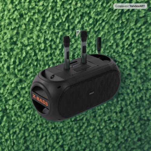 Колонка акустическая портативная Караоке 6215 Максимальная мощность 300Вт2 микрофонаПультBluetoothTWS AUXUsbFMTF cardLed подсветка 997000₽