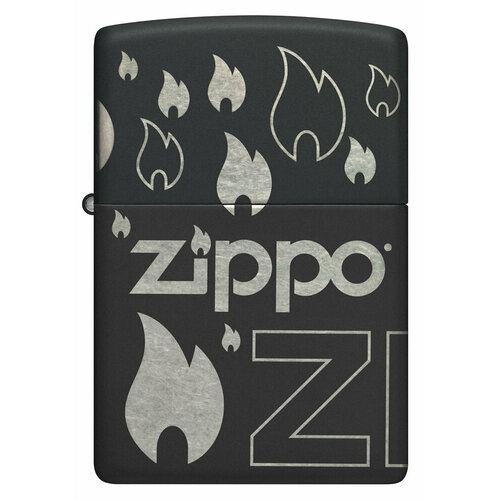 Оригинальная бензиновая зажигалка ZIPPO Classic 48908 с покрытием Black Matte - логотип ZIPPO