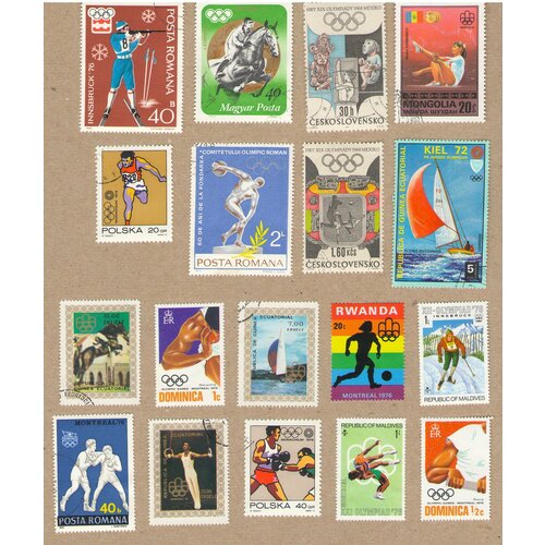 Набор №2 почтовых марок разных стран мира на тему олимпиада, спорт, 18 марок в хорошем состоянии. Гашеные.